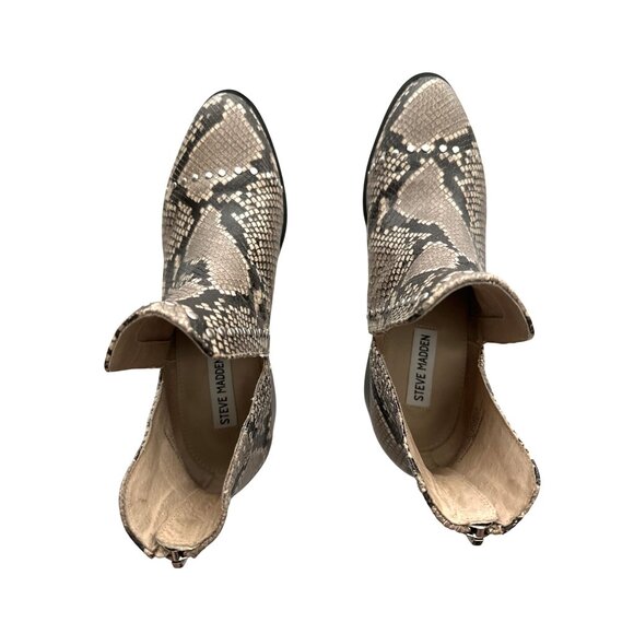 Steve Madden Ankle Boots CONSPIRE Snakeskin Print Double Notched Sides Size 9 - Picture 4 of 9